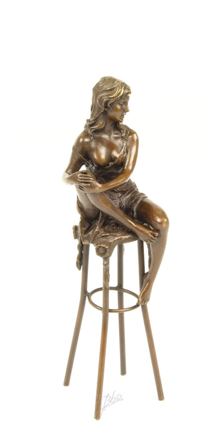 Statue Sculpture Bronze Art Déco Nouveau Femme Tabouret Bar DSBJ-11 Moderne