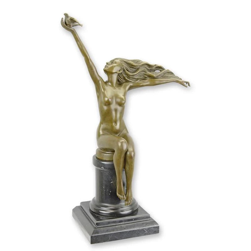 STATUE MODERNE SCULPTURE BRONZE APPELÉ LE PIGEON VOYAGEUR