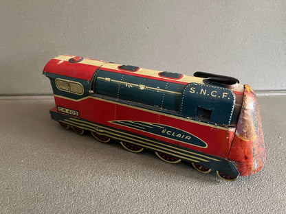 Jouet Ancien Mécanisme Miniature Train SNCF Charles Rossignol CR 400 Eclair
