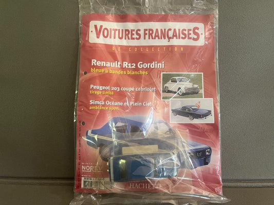 Voiture miniature Renault R12 Gordini Norev Hachette + Fascicule au 1/43