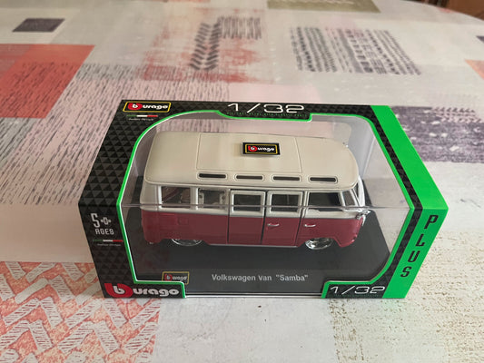 Voiture Miniature Burago Volkswagen Combi Van Samba au 1/32