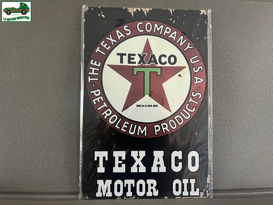 Plaque Métal Voiture Automobile Garage Huile Moteur Texaco 20 x 30 cm