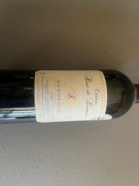 Ancienne Bouteille Vin Bordeaux Chateau Roux Beaucés 2007 Collection Personnelle