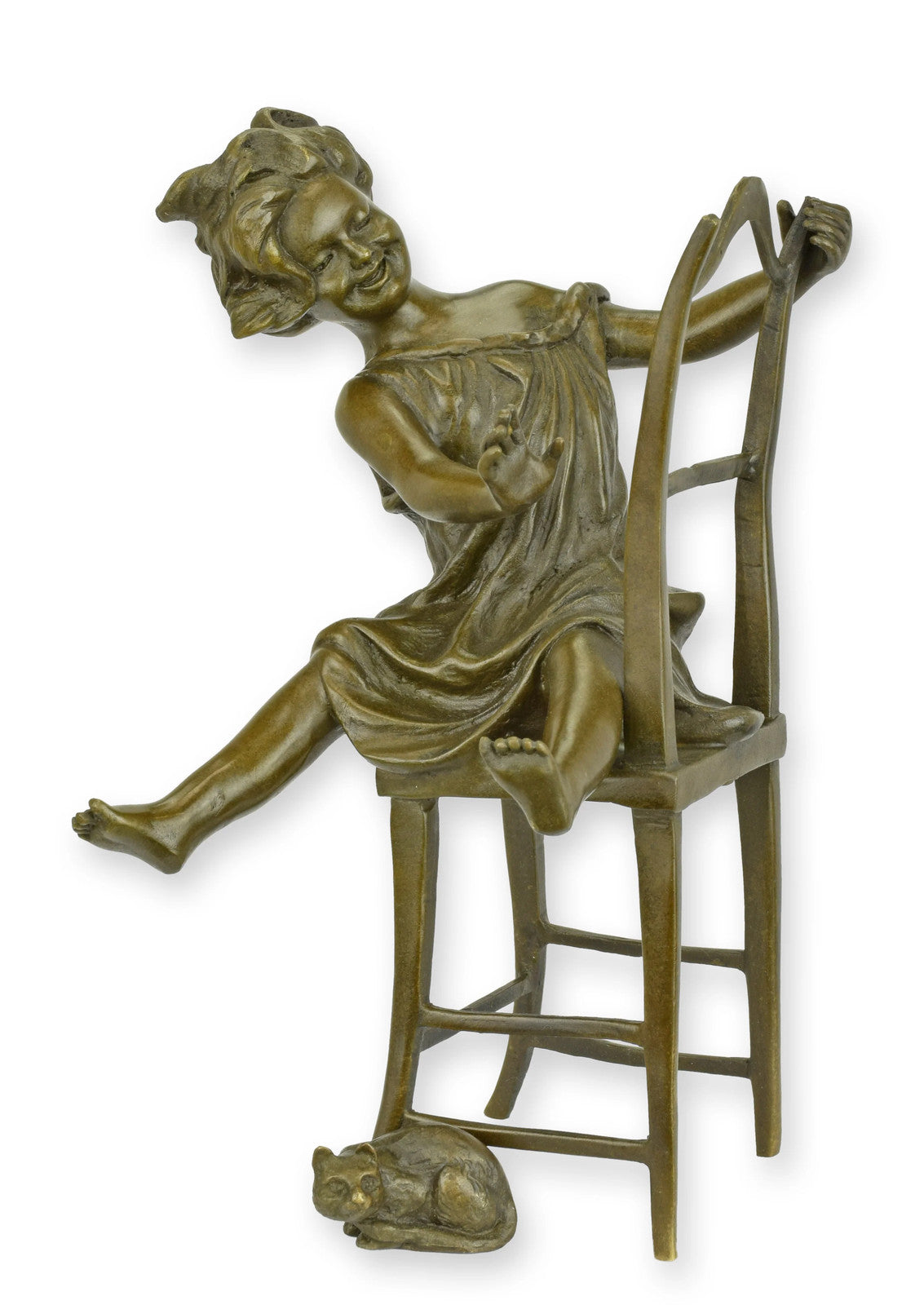STATUE MODERNE SCULPTURE BRONZE INTITULÉE CHAT HEUREUX