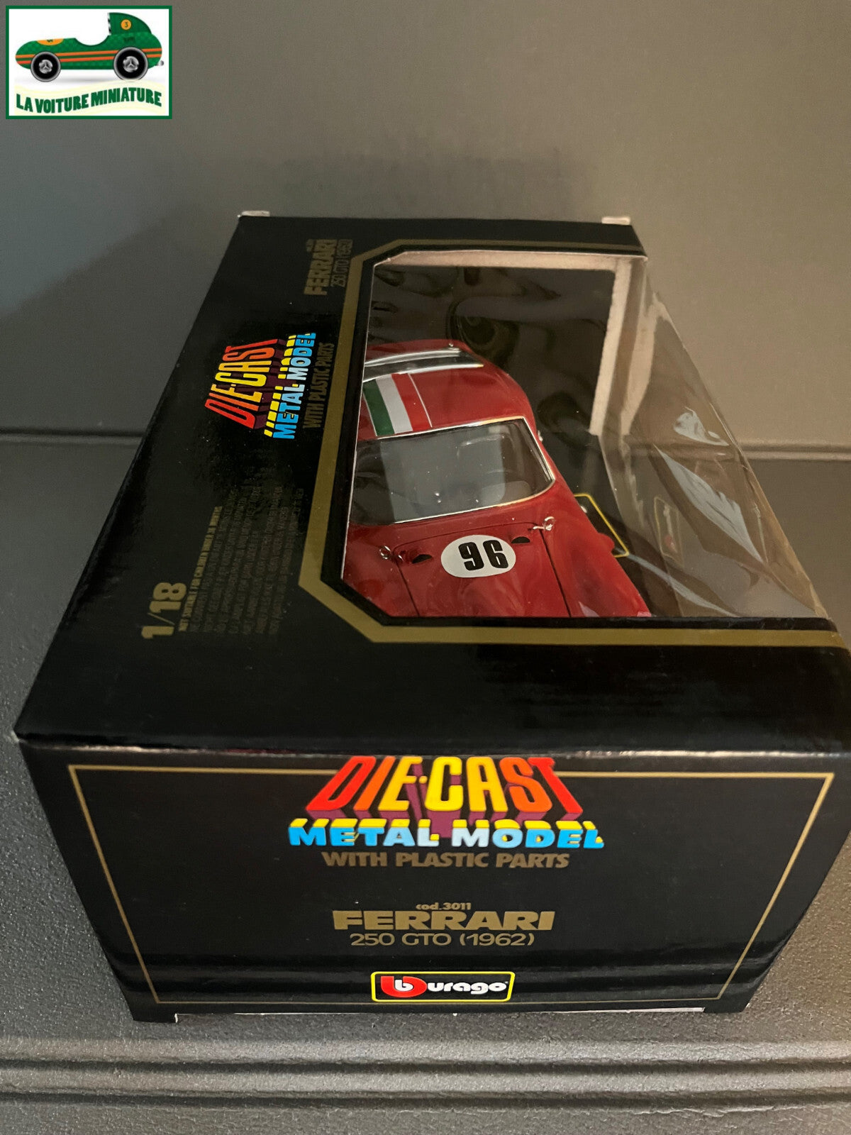 Voiture miniature Ferrari 250 GTO 1962 Burago Rallye 96 au 1/18
