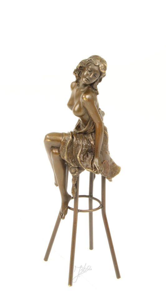 Statue Sculpture Bronze Art Déco Nouveau Femme Tabouret Bar DSBJ-13 Moderne