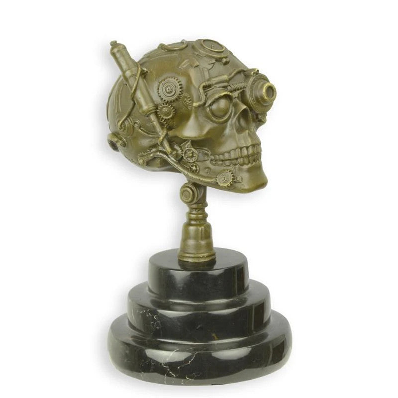 STATUE MODERNE SCULPTURE BRONZE CRÂNE
