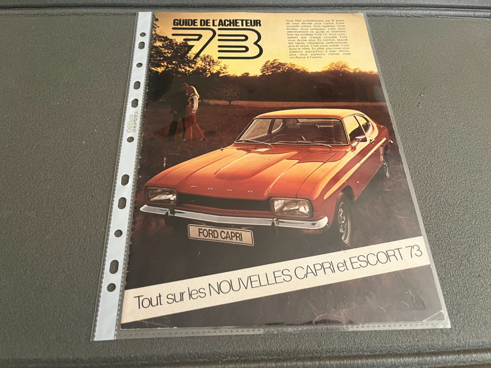 Ancien Dépliant Brochure Documentation Automobile Ford Capri Escort 1973