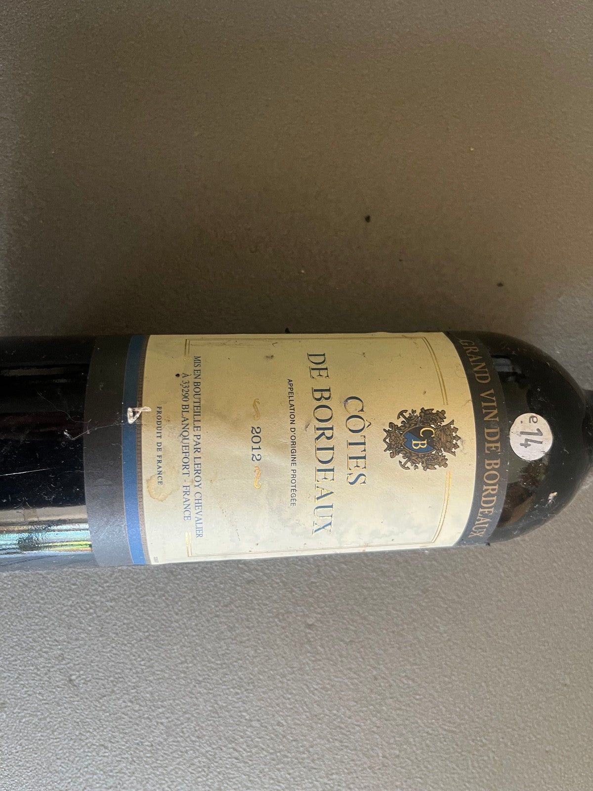 Ancienne Bouteille Vin Bordeaux Leroy Chevalier 2012 Collection Perso