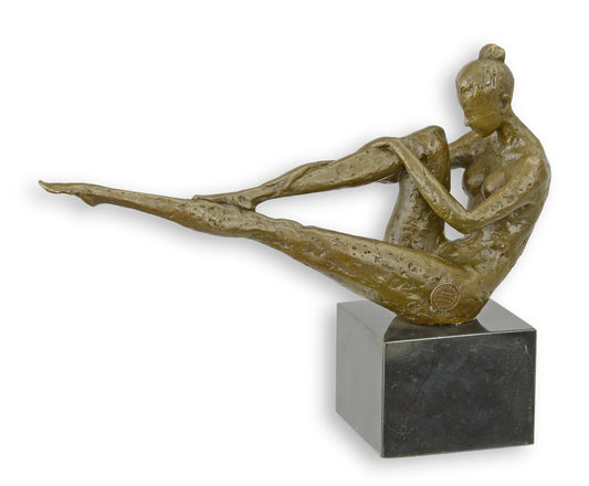 MODERNISTE STATUE MODERNE SCULPTURE BRONZE FEMME EROTIQUE ALLONGÉE