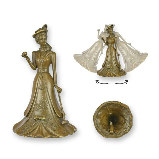 CLOCHE DE TABLE STATUE MODERNE SCULPTURE BRONZE GOLFEUR