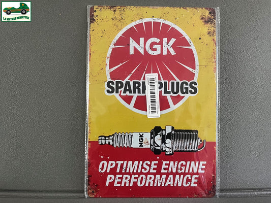 Plaque Métal Voiture Automobile Garage Huile Moteur Bougie NGK 20 x 30 cm