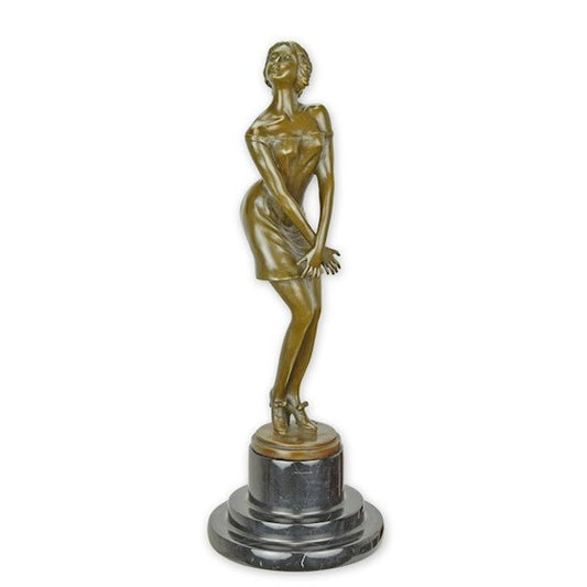Statue Sculpture Bronze Art Déco Nouveau Femme Pensive DSFA-65 Moderne