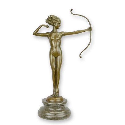Statue Sculpture Bronze Art Déco Nouveau Femme Diana Chasseuse BJ-47 Moderne