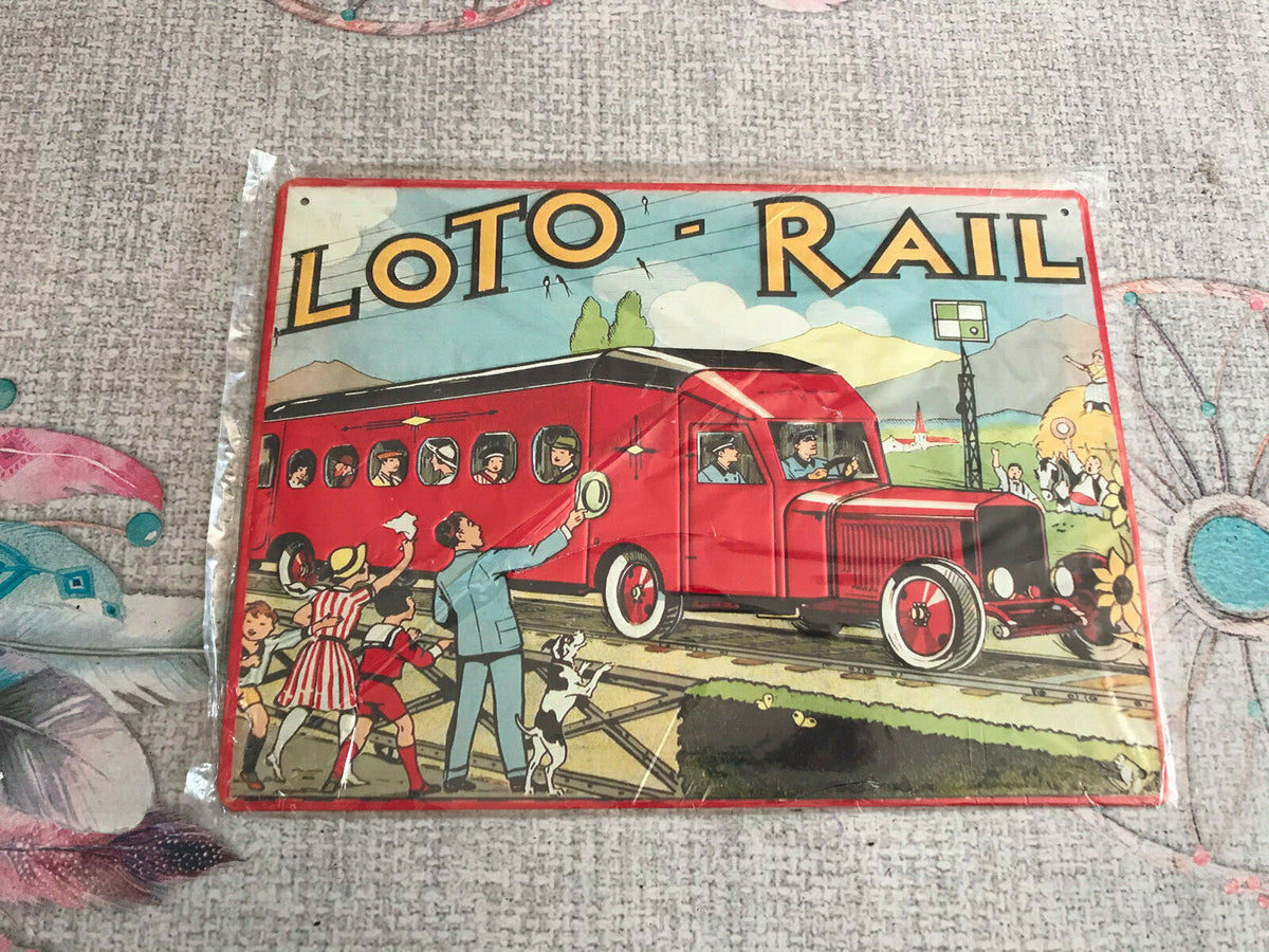 Plaque Métal Murale Voiture Train Autorail Micheline SNCF Loto Rail 21 x 28 cm