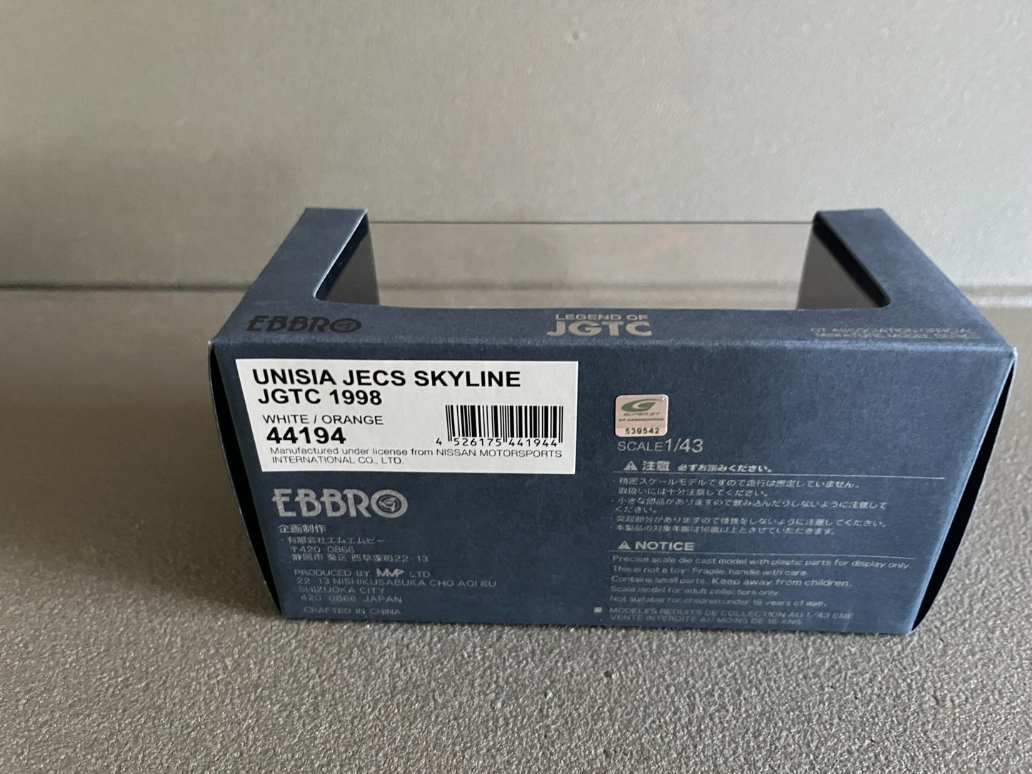 Voiture Miniature Nissan Unisia Jecs Skyline R33 JGTC 1998 Ebbro au 1/43