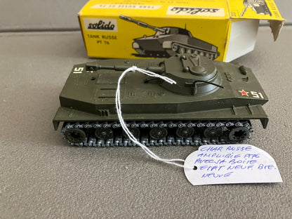 Ancienne Miniature Militaire Blindé Char Tank Russe PT 76 207 Solido France 1/50