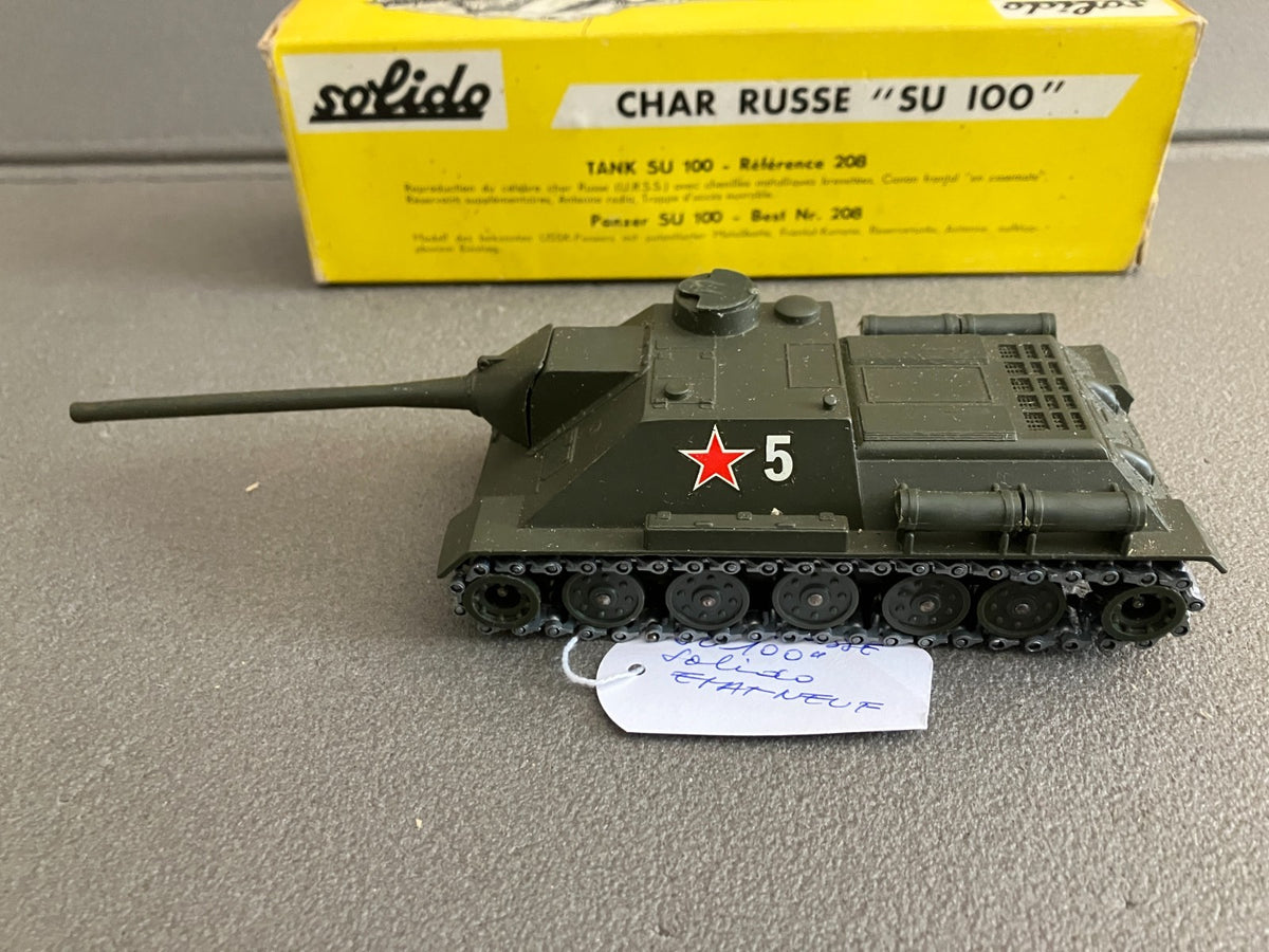 Ancienne Miniature Militaire Blindé Char Russe SU 100 208 Solido France 1/50