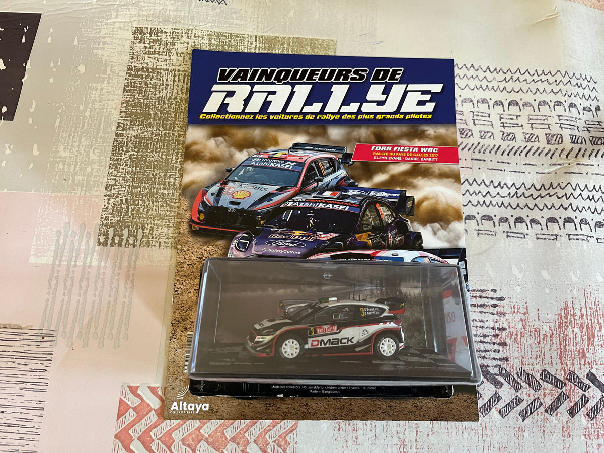 Miniature Ford Fiesta WRC Pays de Galles 2017 Evans Vainqueur Rallye Altaya 1/43