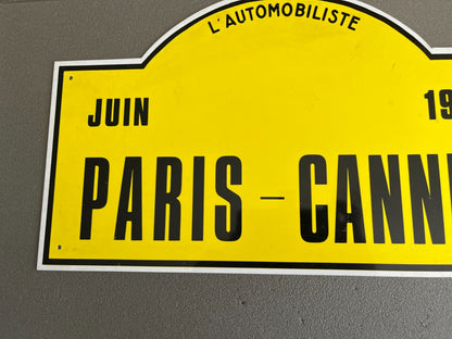 Plaque Métal Voiture rallye Paris Cannes 1986 PAN Tours L'Automobiliste