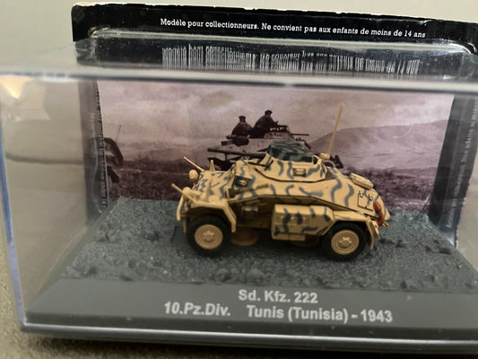 Miniature Militaire Char Tank Blindé Sd.Kfz. 222 Tunis 1943 Altaya 1/72