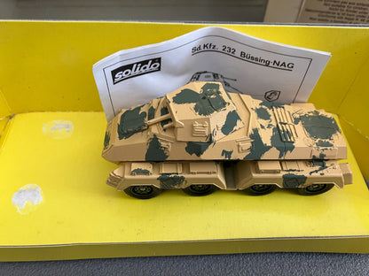 Ancien Miniature Militaire Blindé Sd. Kfz. 232 Bussing 6051 Solido France 1/50
