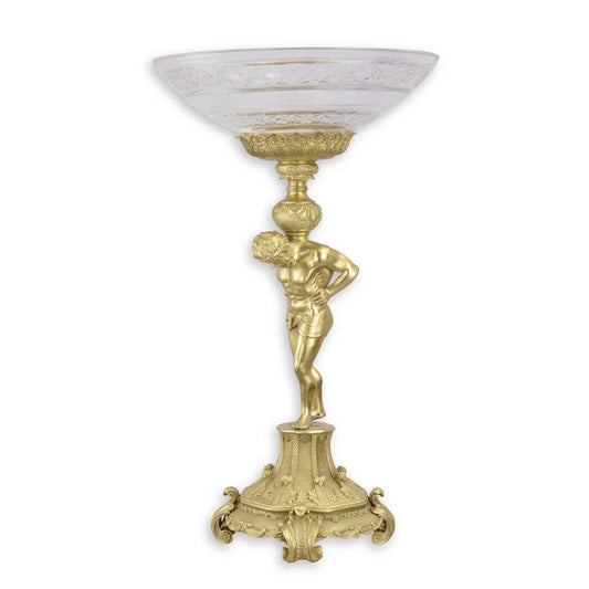BOL VERRE MONTÉ SUR SUPPORT STATUE MODERNE SCULPTURE BRONZE