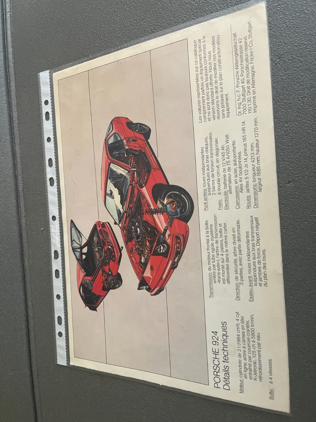Ancien Dépliant Brochure Documentation Automobile Porsche 924