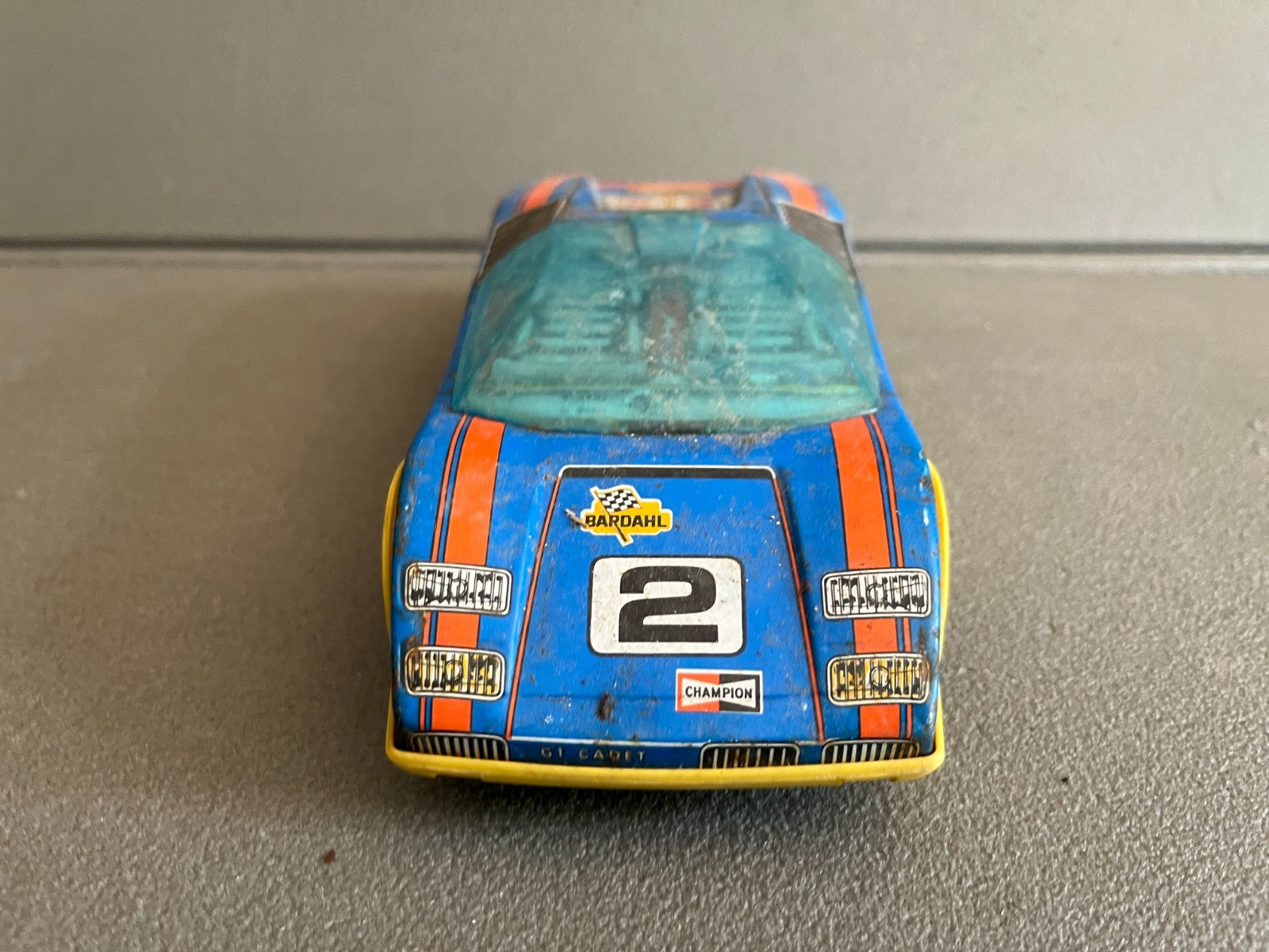 Jouet Ancien Voiture Miniature Course Tôle Plastique Joustra GT N°2 France