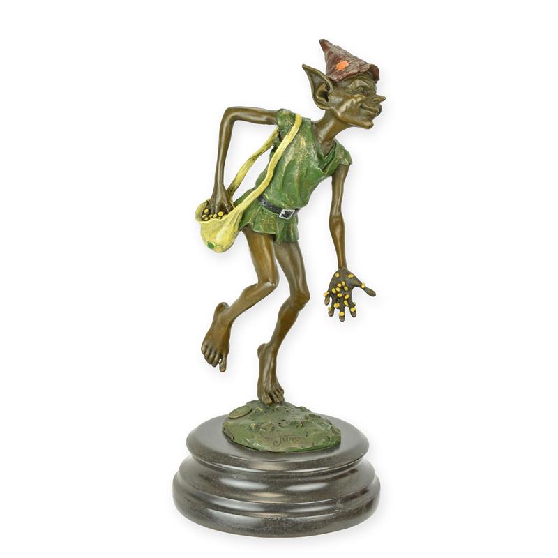 STATUE MODERNE SCULPTURE BRONZE GOBELIN SEME DES GRAINES