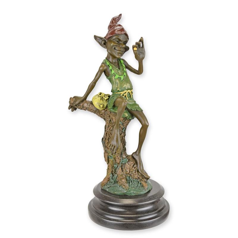 STATUE MODERNE SCULPTURE BRONZE GOBLIN AU REPOS