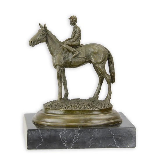 STATUE MODERNE SCULPTURE BRONZE CHEVAL ET DE SON CAVALIER