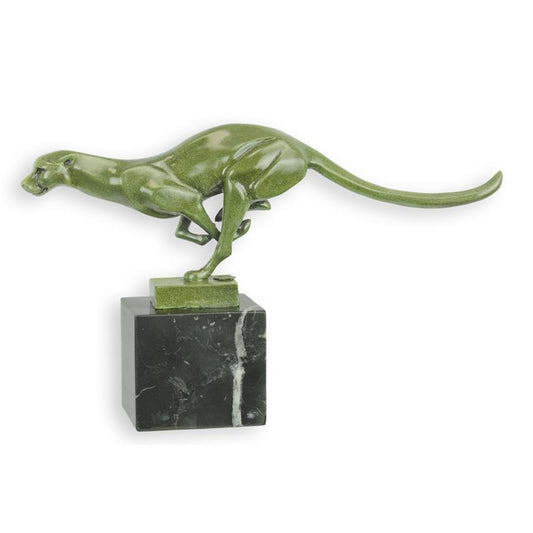 STATUE MODERNE SCULPTURE BRONZE COUGAR COURSE