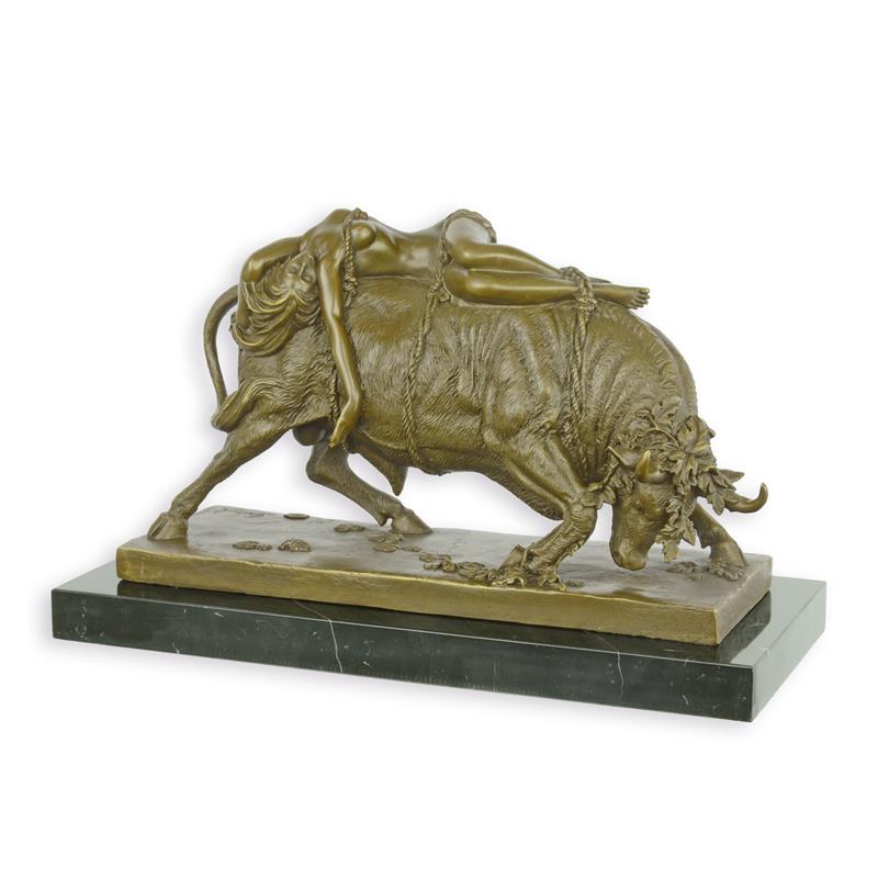 STATUE MODERNE SCULPTURE BRONZE D'EUROPE ET DU TAUREAU