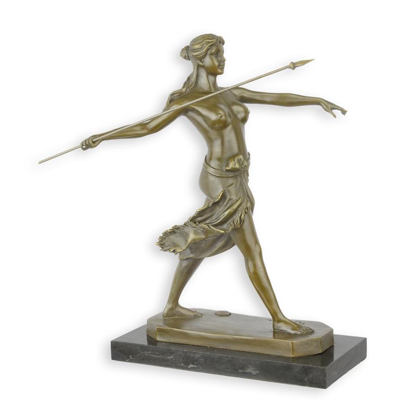 STATUE MODERNE SCULPTURE BRONZE GUERRIÈRE AMAZONINE