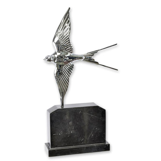 STATUE MODERNE SCULPTURE BRONZE HIRONDE VOL  PLAQUEE ARGT
