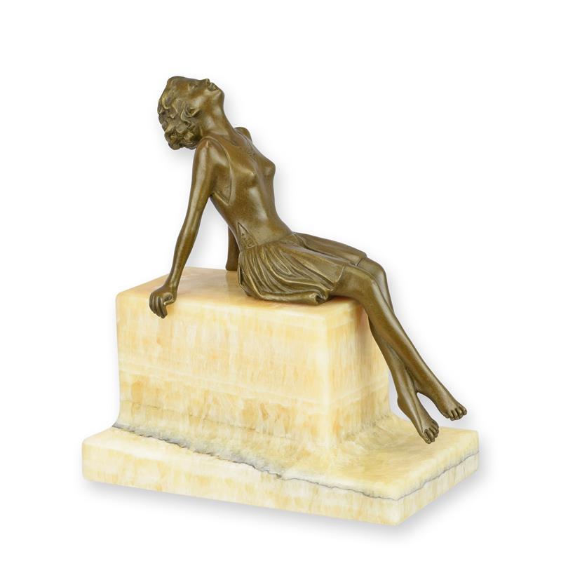 STATUE MODERNE SCULPTURE BRONZE JE FEMME PRDANT UN BAIN DE SOLEIL