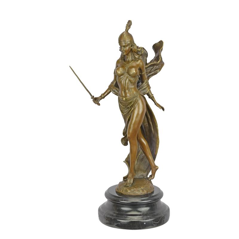 STATUE MODERNE SCULPTURE BRONZE GUERRIÈRE AMAZONINE