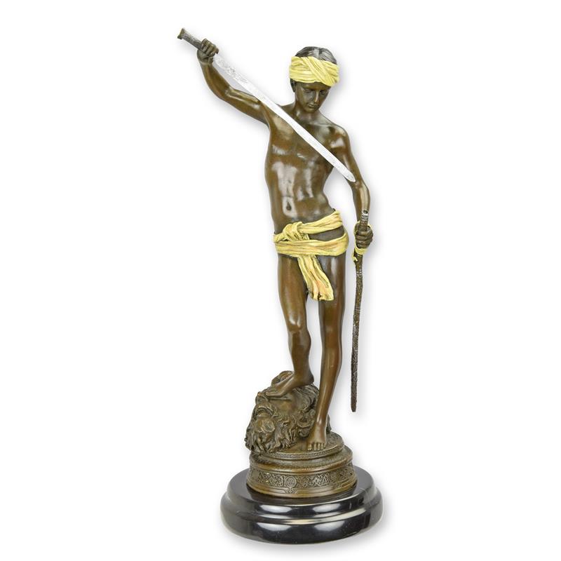 STATUE MODERNE SCULPTURE BRONZE DE LA VICTOIRE DE DAVID SUR GOLIATH
