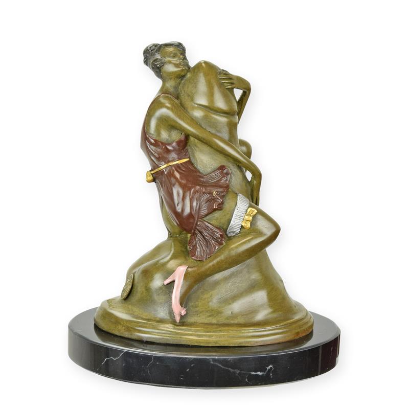 STATUE MODERNE SCULPTURE BRONZE FEMME ETOUFLANT UN PHYLON