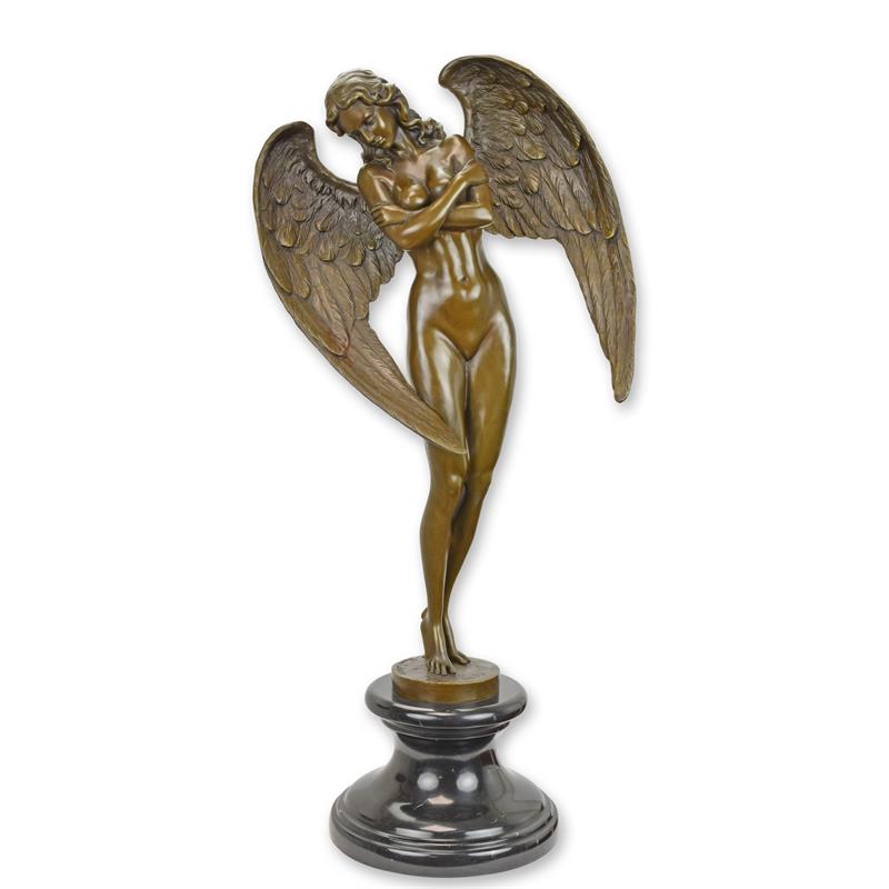 STATUE MODERNE SCULPTURE BRONZE DE LA NUIT AILE