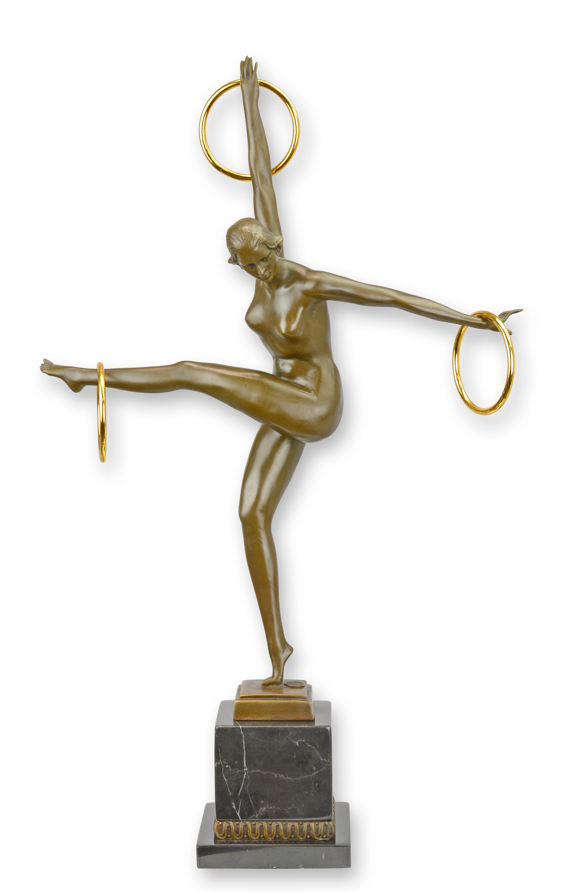 STATUE MODERNE SCULPTURE BRONZE DE LA DANSEUSE DES ANNEAUX