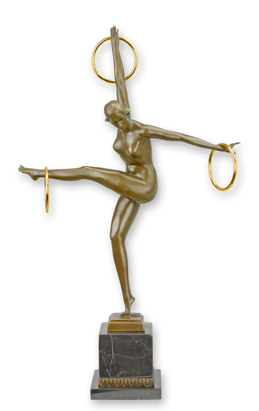 STATUE MODERNE SCULPTURE BRONZE DE LA DANSEUSE DES ANNEAUX