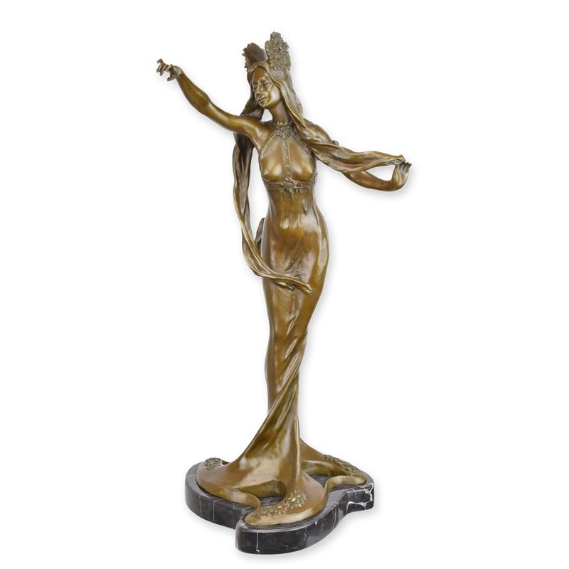 STATUE MODERNE SCULPTURE BRONZE FEMME HABILLEE