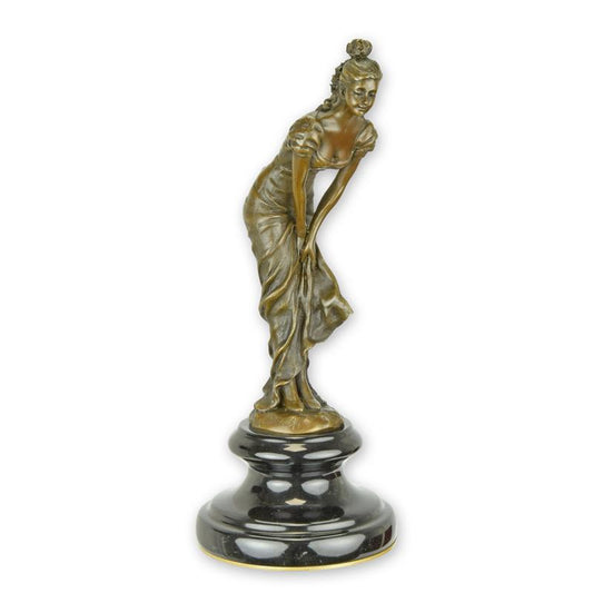 STATUE MODERNE SCULPTURE BRONZE DANSEUSE (PLAQUE LAITON SOUS LE SOCLE)