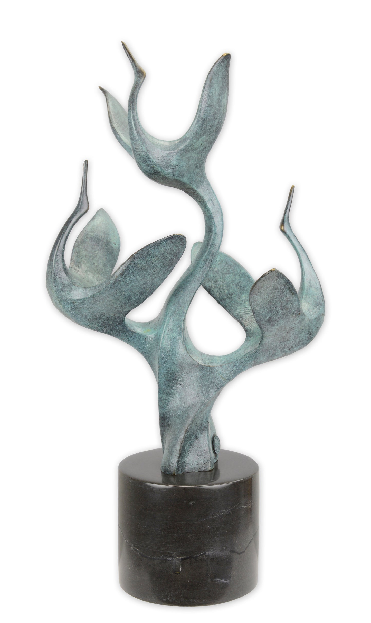 STATUE MODERNE SCULPTURE MODERNISTE BRONZE UN GROUPE DE GRUES