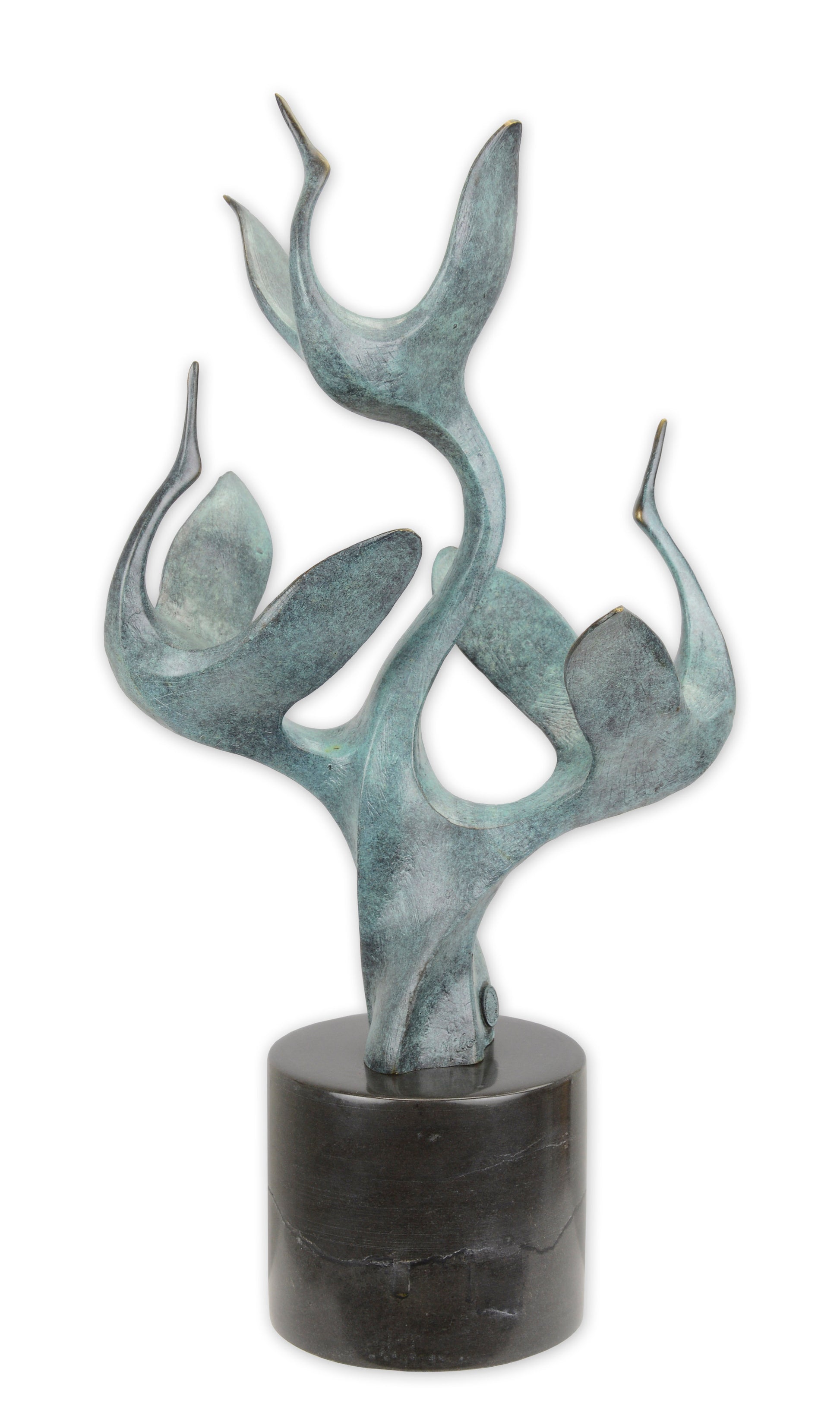 STATUE MODERNE SCULPTURE MODERNISTE BRONZE UN GROUPE DE GRUES