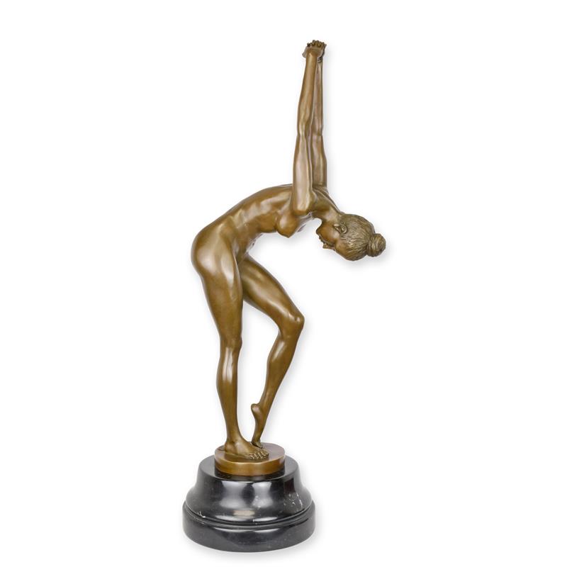 STATUE MODERNE SCULPTURE BRONZE FEMME NUE ETIREE