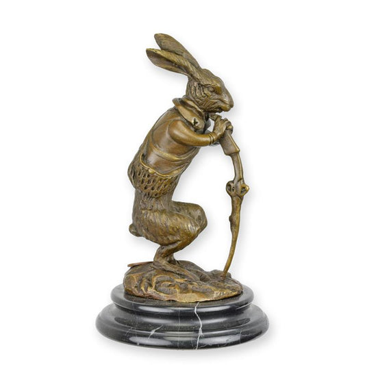 STATUE MODERNE SCULPTURE BRONZE LIÈVRE À LA CHASSE