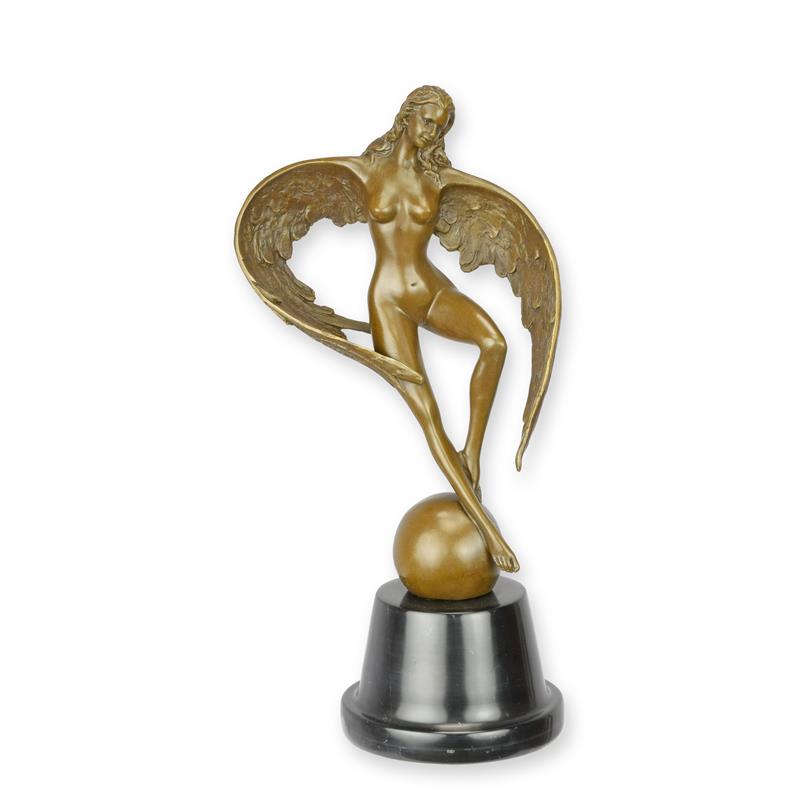 STATUE MODERNE SCULPTURE BRONZE DE LA NUIT AILE